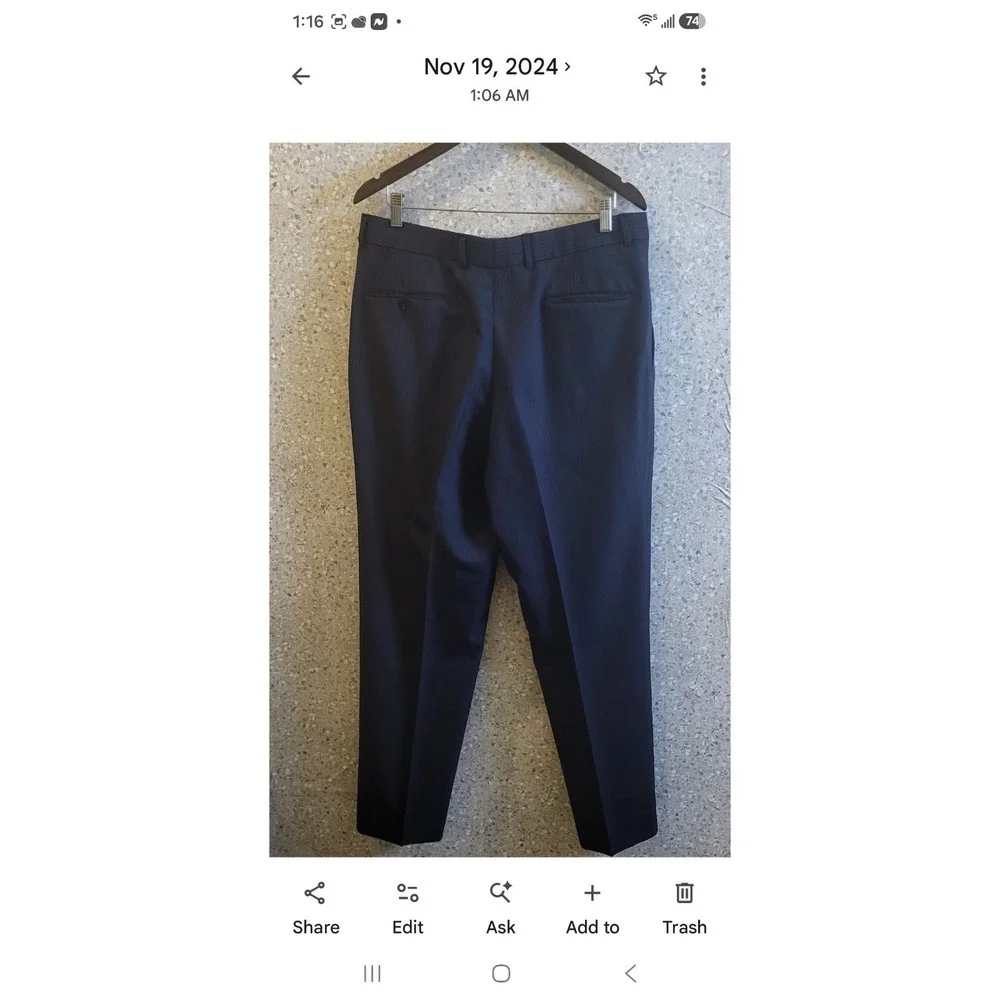 Vintage Christian Dior Woolf Brothers Navy Pinstripe Suit 42R 36x31 Wool 2 buttn